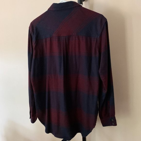 Athleta Burgundy and Black Plaid Button-Down Shirt - Picture 6 of 6